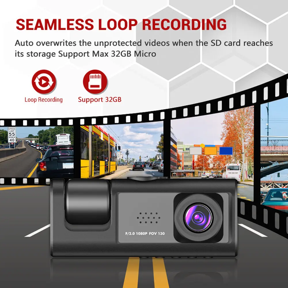 Dashcam mit Nachtsicht und 1080P 3