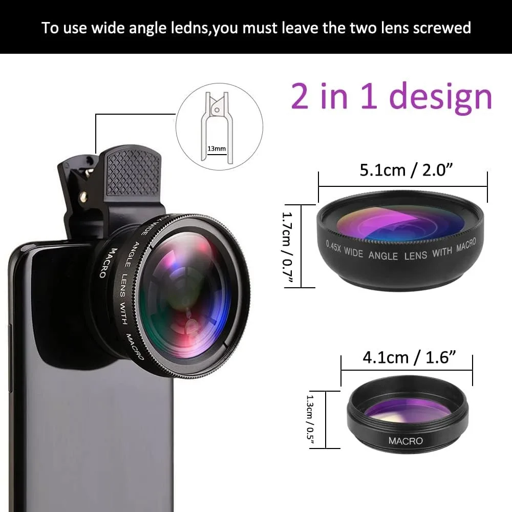 Universal-Clip-Objektiv 0,45X Weitwinkel-Makro 4