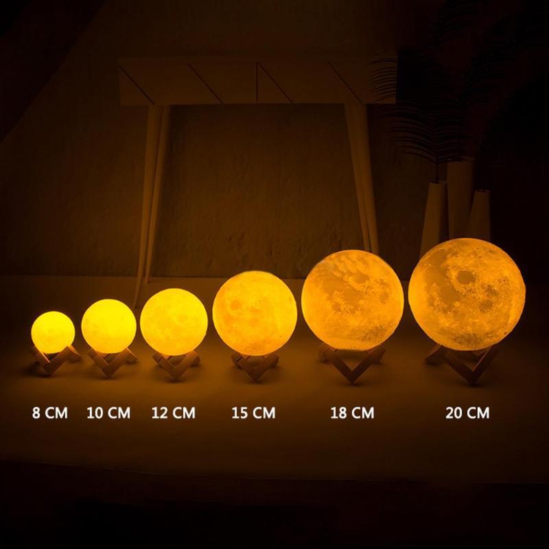 Wiederaufladbare 3D-Mondlampe mit 16 Farben 3
