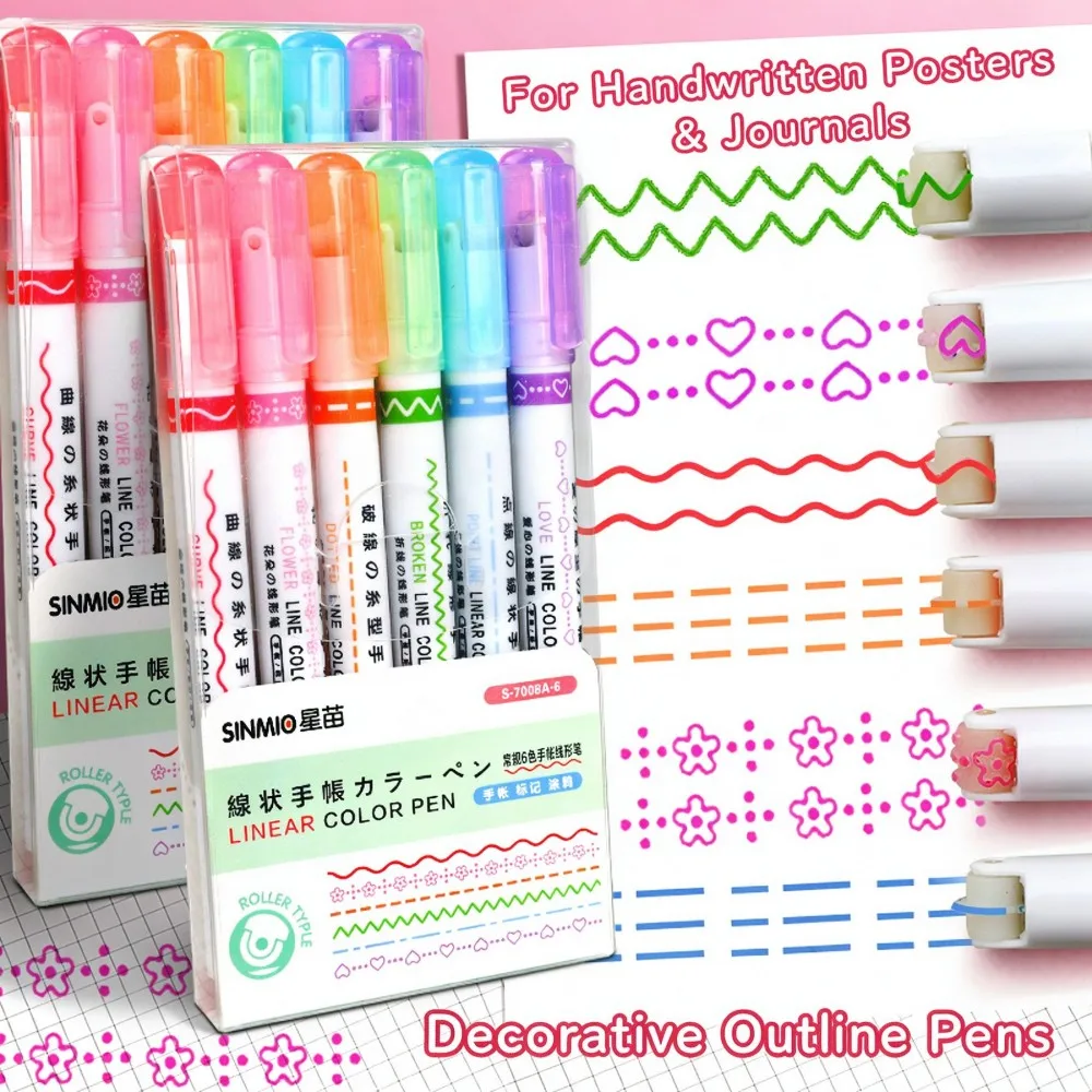 Kawaii Blumen Textmarker-Set 6-teilig