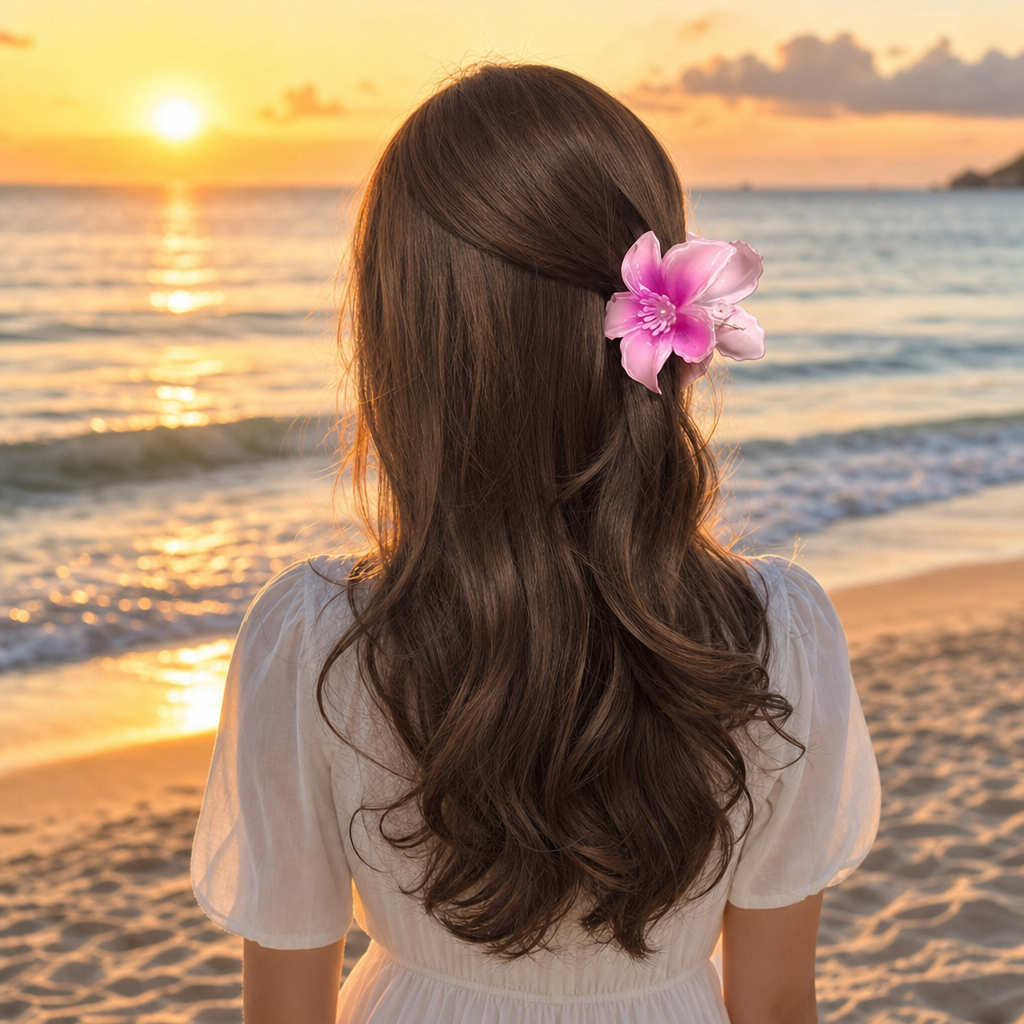 Hawaii-Haarklammer mit Plumeria-Blüte 9,5cm 2