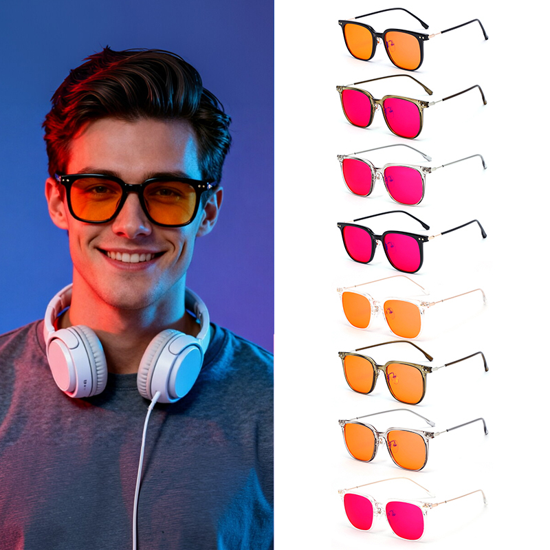Blaulichtfilter Gaming Brille TR90 Rot-Bernstein 2