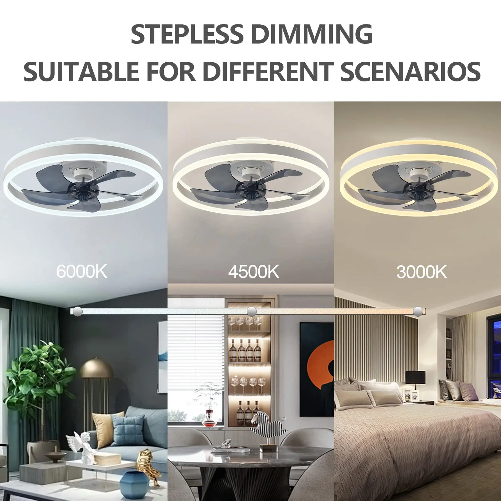 Leiser dimmbarer LED-Deckenventilator mit Licht 2