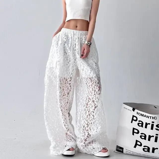 Damen Spitzen Cargohose 4