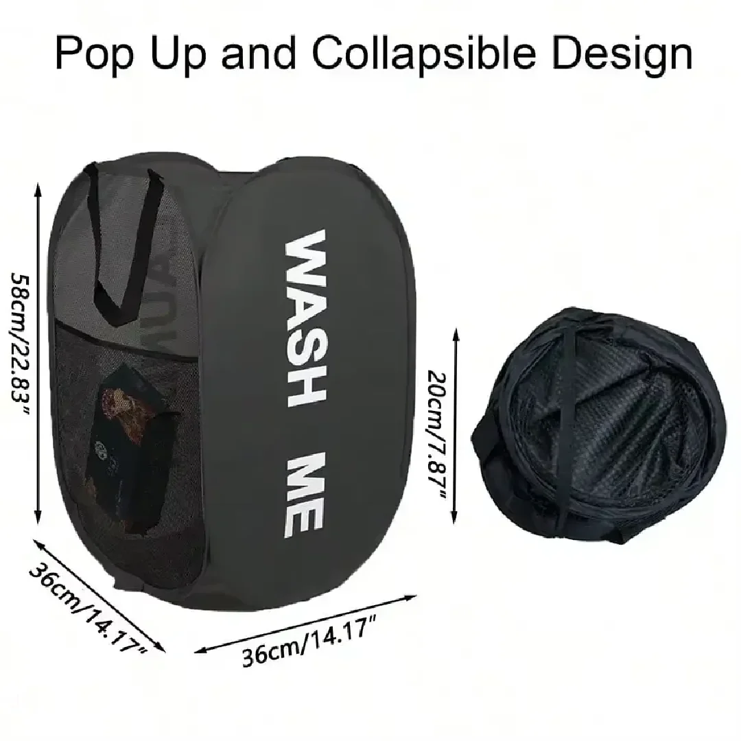 Zusammenklappbarer Pop-up-Wäschekorb aus Netzstoff 4