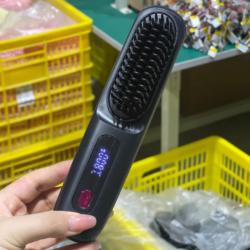 Tragbare LCD Haarglätter-Bürste mit Ionen-Funktion