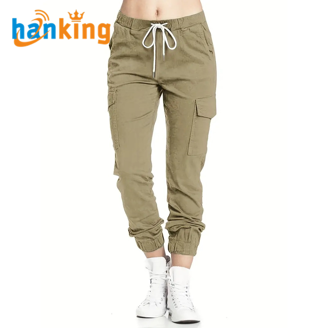 Damen Cargohose mit Kordelzug und Taschen 3