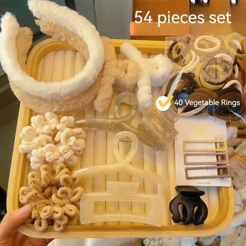 54-teiliges Haargummi-Set mit Greifclips