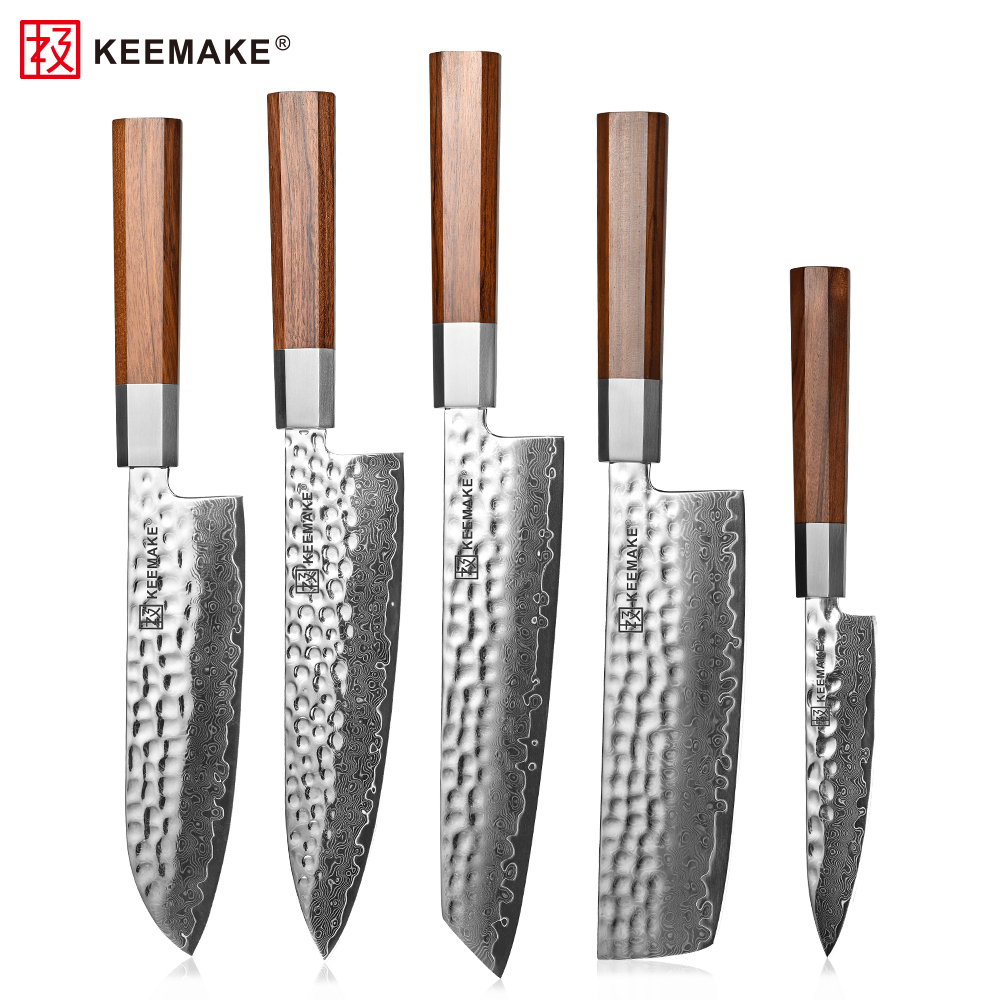 Handgeschmiedetes Kochmesser-Set mit Palisandergriff 2