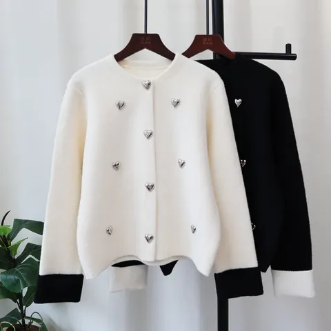 Woll-Strickjacke Kontrastfarbe