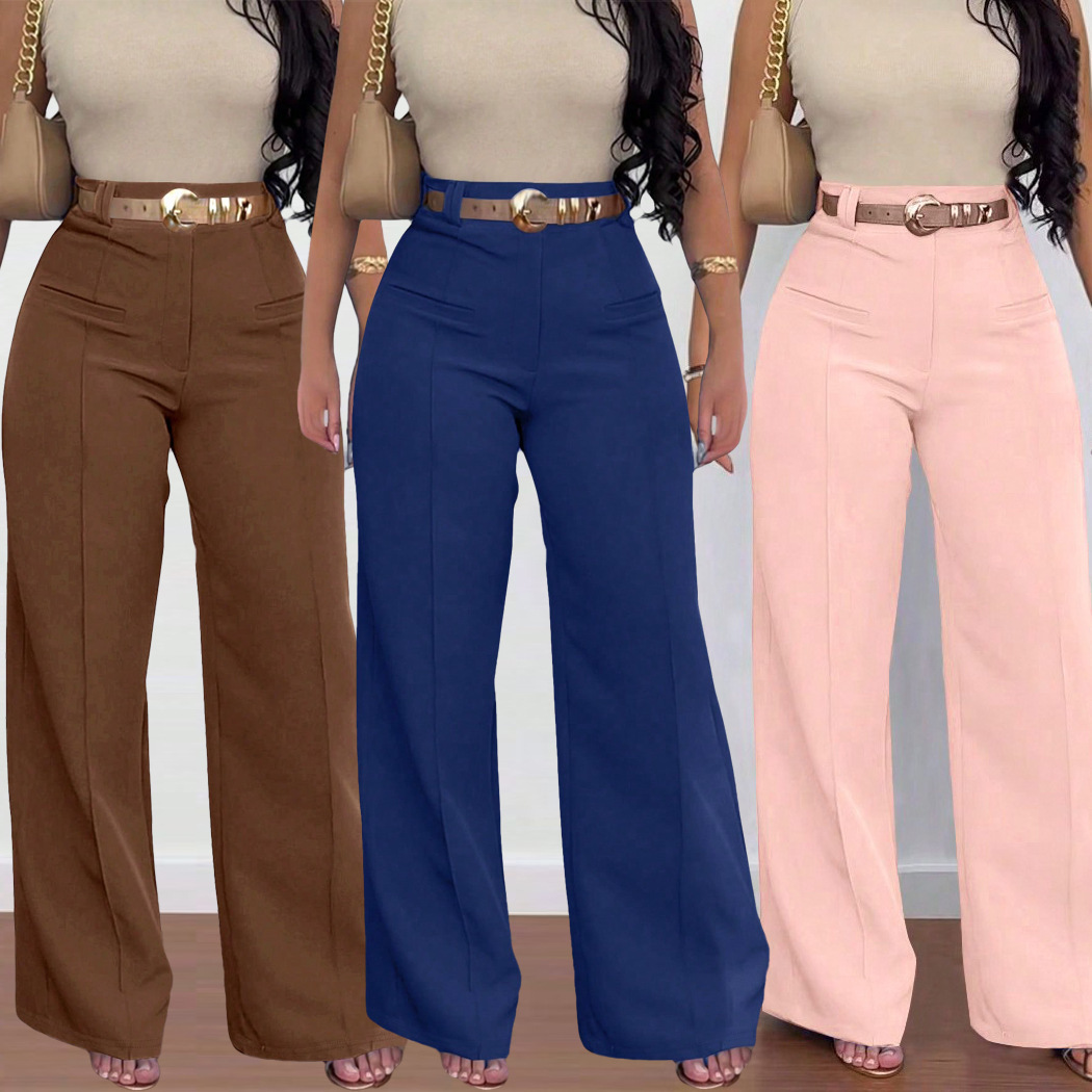 Damen-Weitbein-Hose mit hoher Taille 4