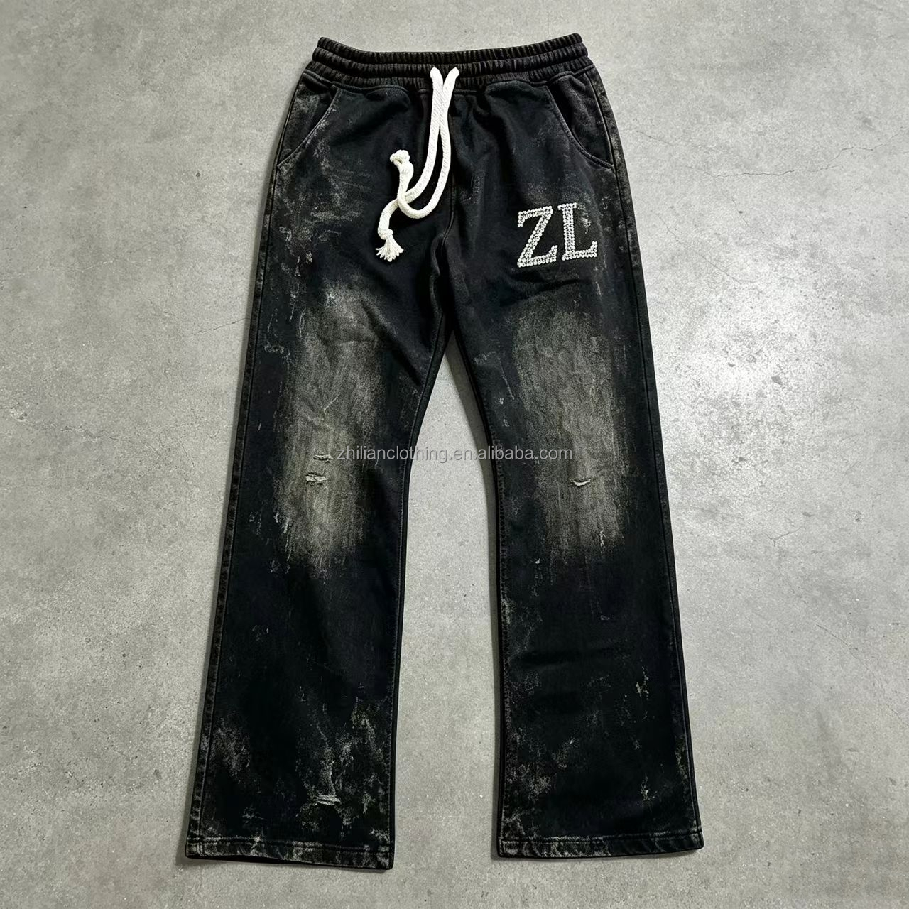Vintage Acid-Wash Micro-Flare Sweatpants aus Baumwolle