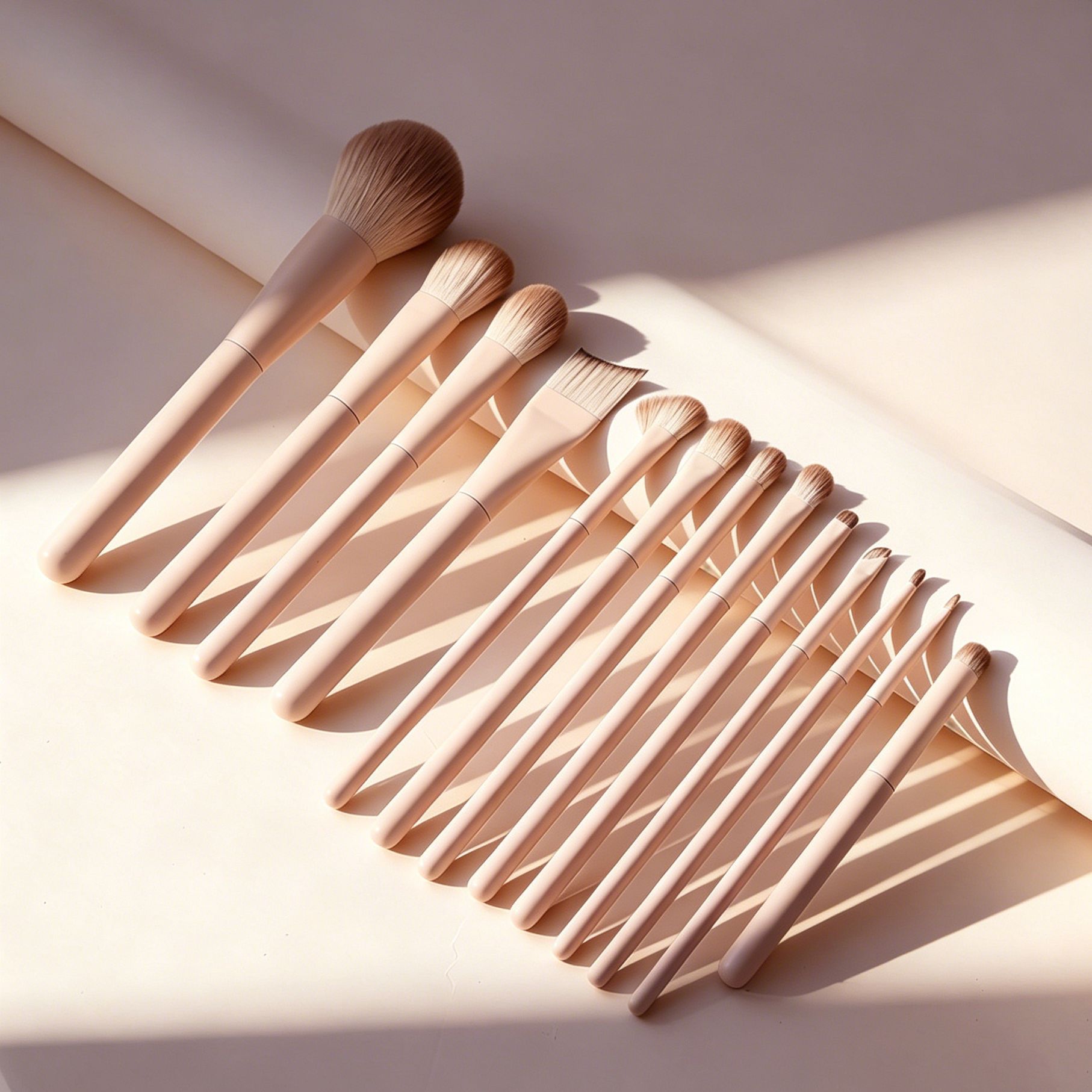 Kirschrosa Make-up-Pinselset 13-teilig mit Etui 3
