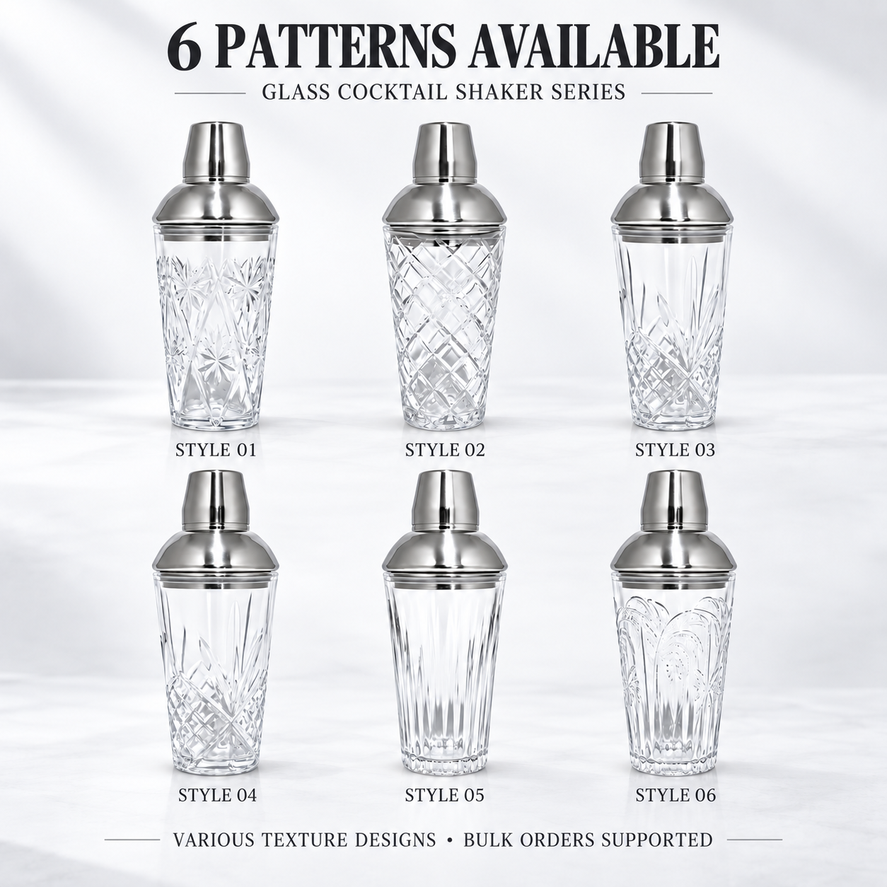 Gemusterter Glas-Cocktailshaker 600 ml 2