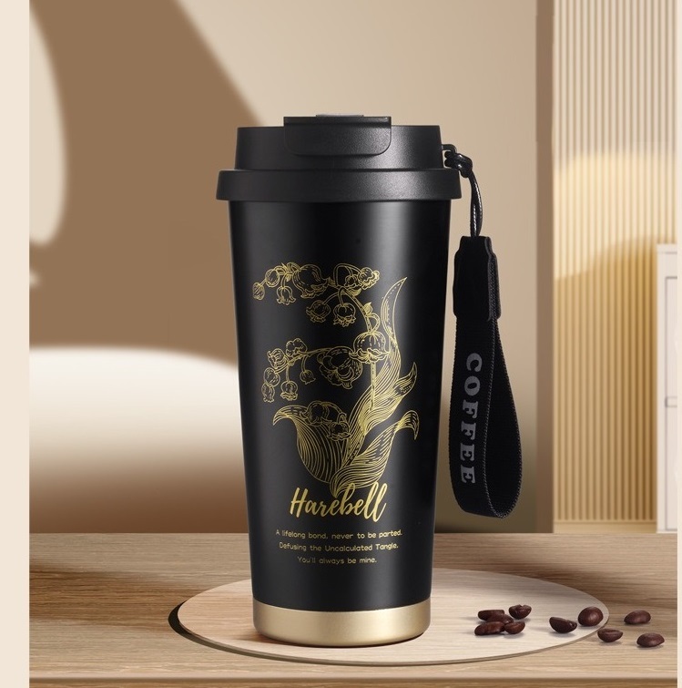 Doppelwandige Keramik-Reisetasse 500 ml mit Henkel