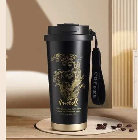 Doppelwandige Keramik-Reisetasse 500 ml mit Henkel