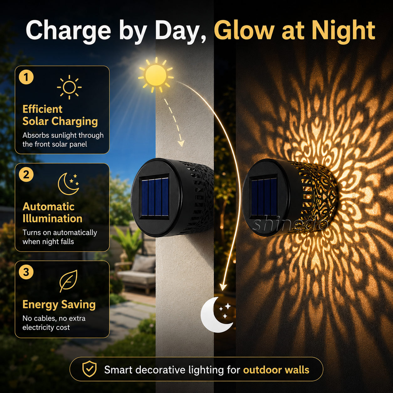 Solar LED Wandleuchte für Außenbereich 4
