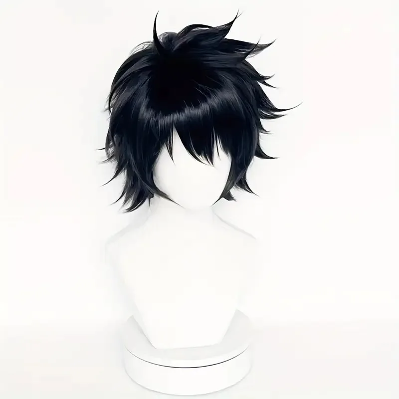 Schwarze Kurzhaar-Anime-Perücke L Cosplay 4