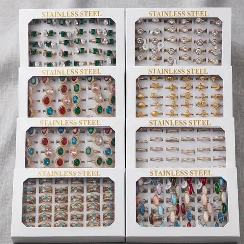 Edelstahl Offene Ringe Set 36-teilig