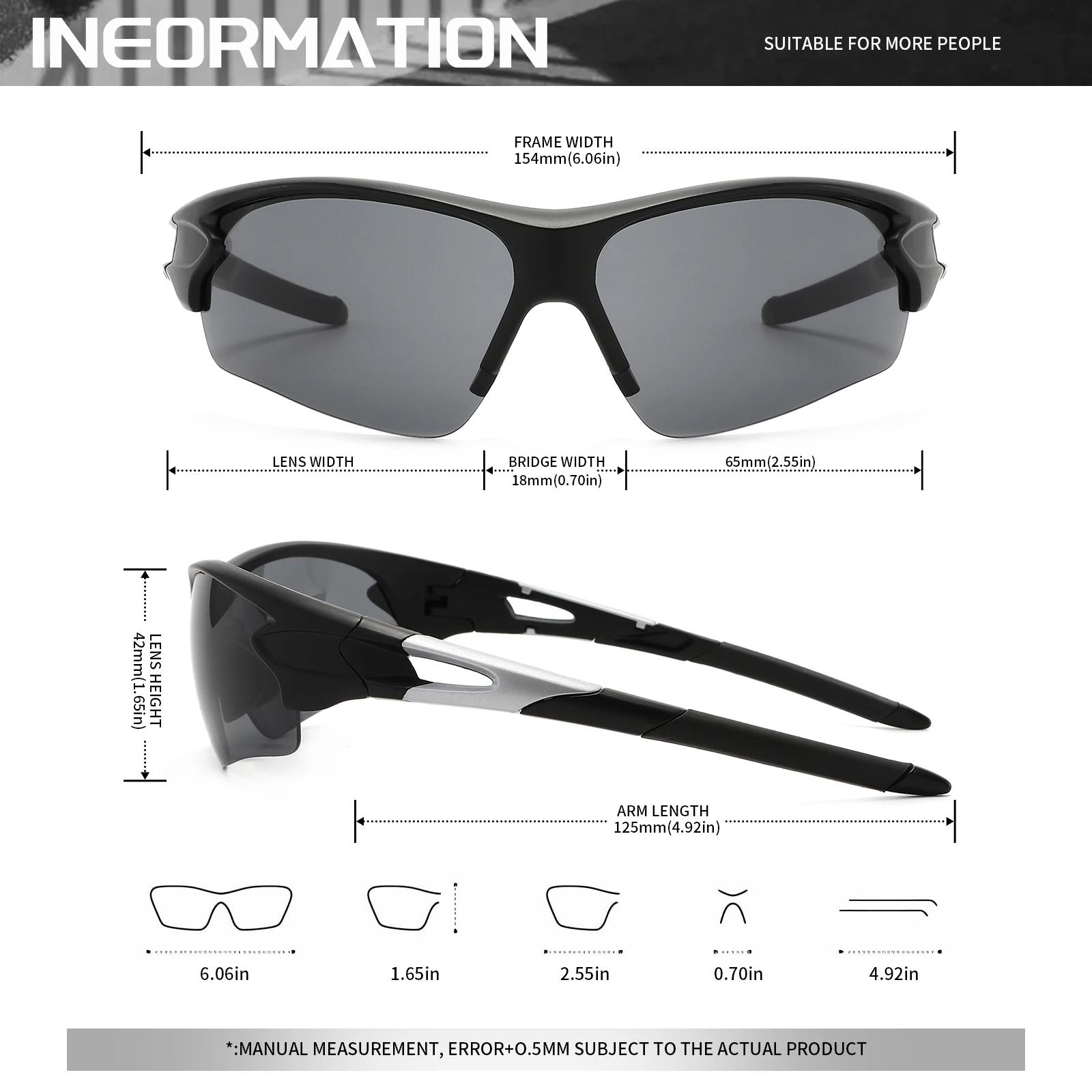 Halbrandlose Unisex-Sportbrille mit UV400-Schutz 4