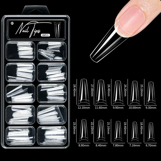 Klare Sarg-Nagelspitzen, 100 Stück Box 2