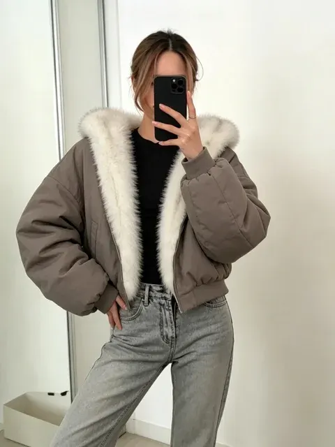 Damen-Wendekunstpelzjacke 1