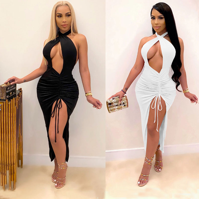Sexy Damen Plissee-Kleid mit Seitenschlitz