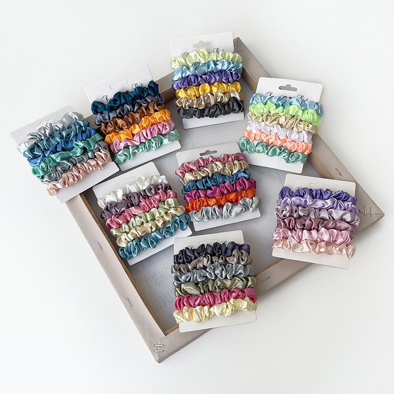 Minimalistisches Satin-Scrunchie-Set, 6 Stück 3