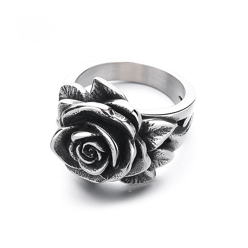 Vintage Titan Ring mit Gemstein-Kamelie 4