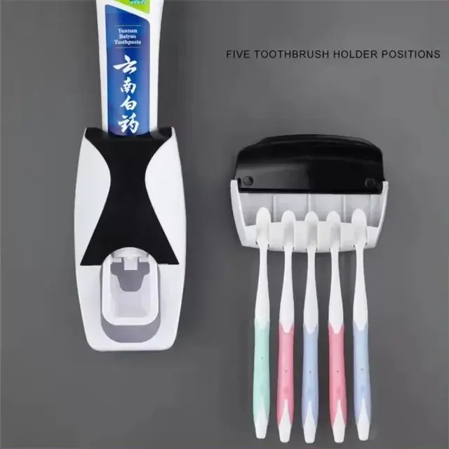 Wandmontierter Zahnbürstenhalter mit Zahnpastaspender 3