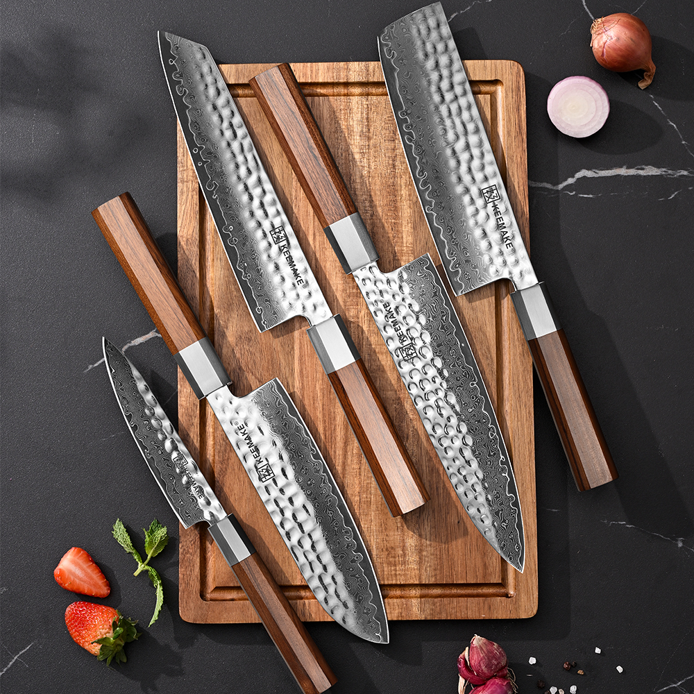 Handgeschmiedetes Kochmesser-Set mit Palisandergriff