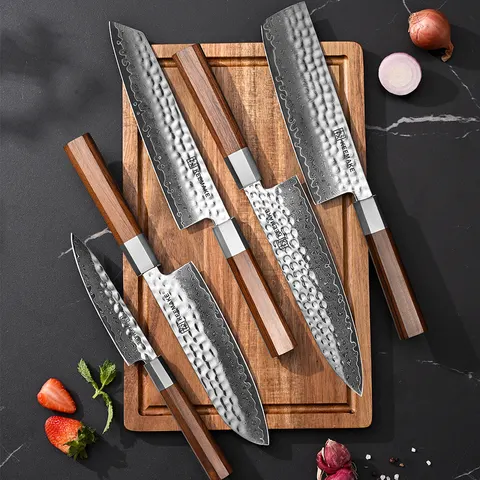 Handgeschmiedetes Kochmesser-Set mit Palisandergriff