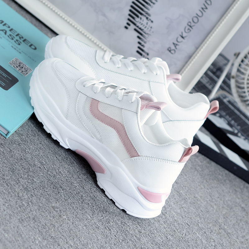 Weiße Damen-Plateausneaker mit Pink-Akzenten 4