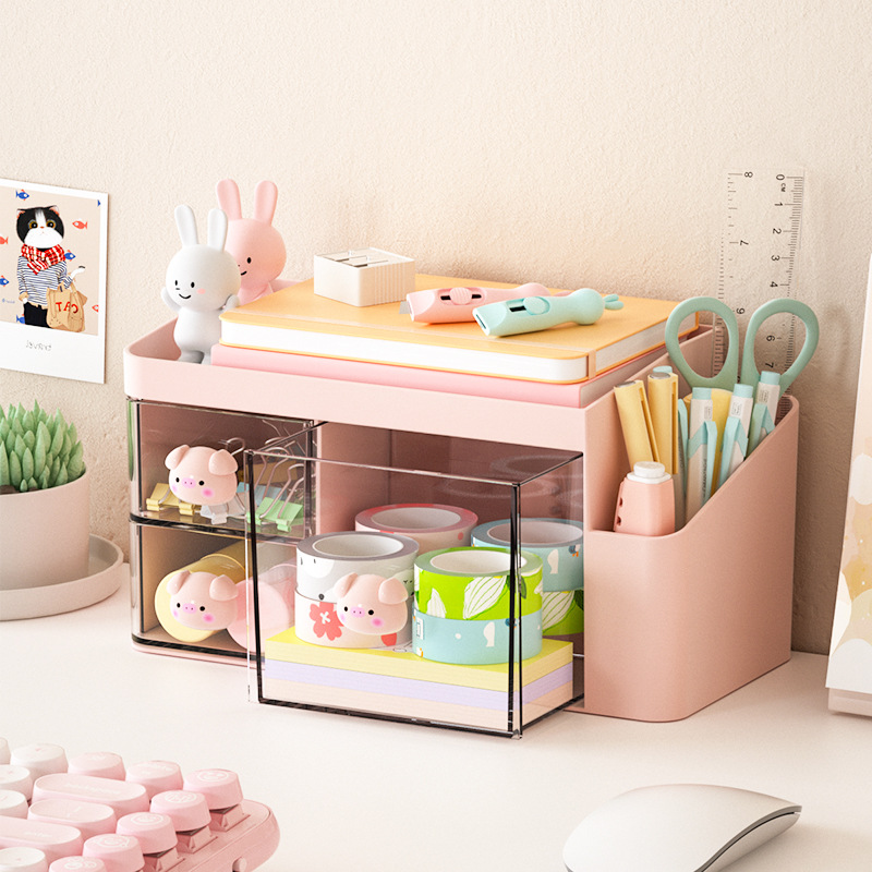 Schreibtisch Organizer mit Schubladen aus Kunststoff 2