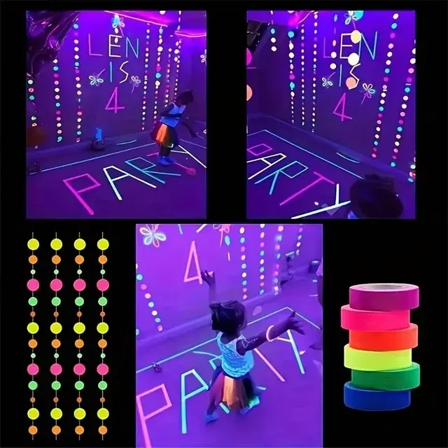Selbstklebendes Schwarzlicht-Reaktionsband in Neonfarben 2