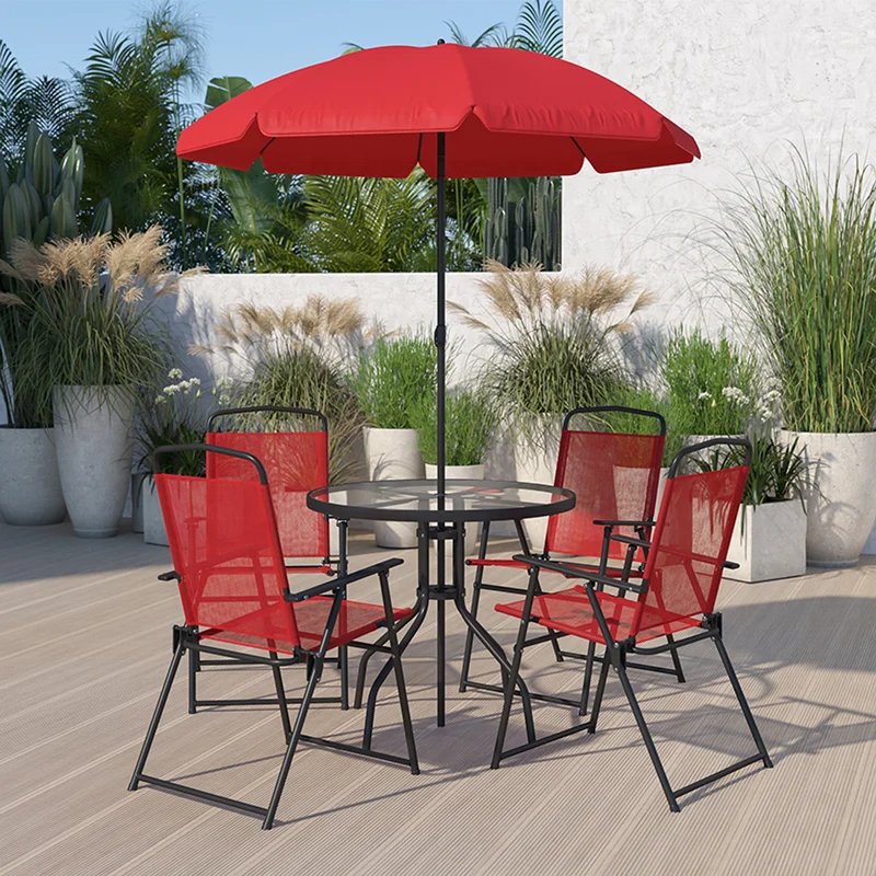 7-teilige Garten-Essgruppe mit Tisch und Stühlen 3