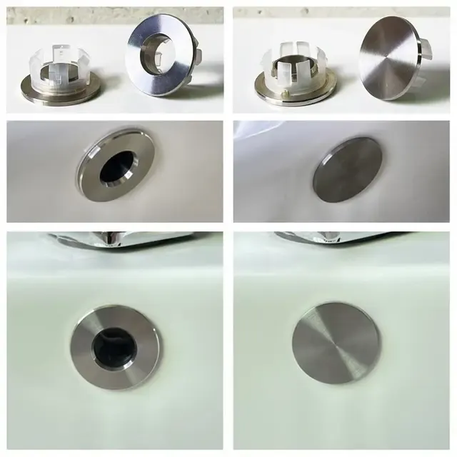 Runde Edelstahl-Überlaufabdeckung für Waschbecken 3