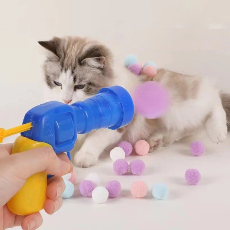 Interaktive Katzen-Spielzeugpistole mit Plüschball 4
