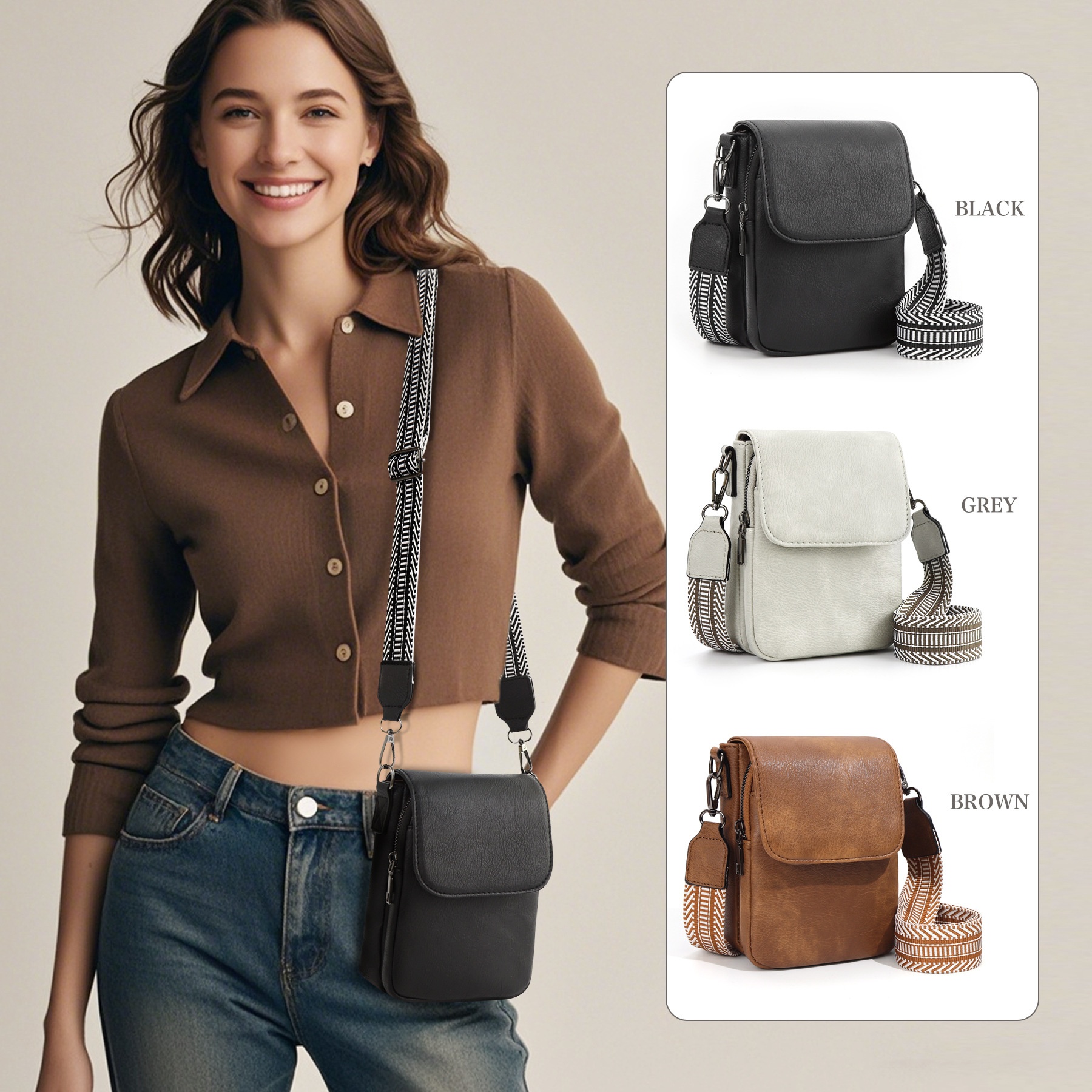 Mini Crossbody Tasche verstellbarer Riemen