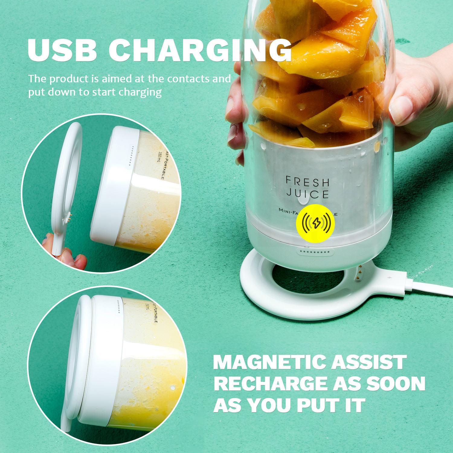 Tragbarer USB-Smoothie-Mixer 350ml 4
