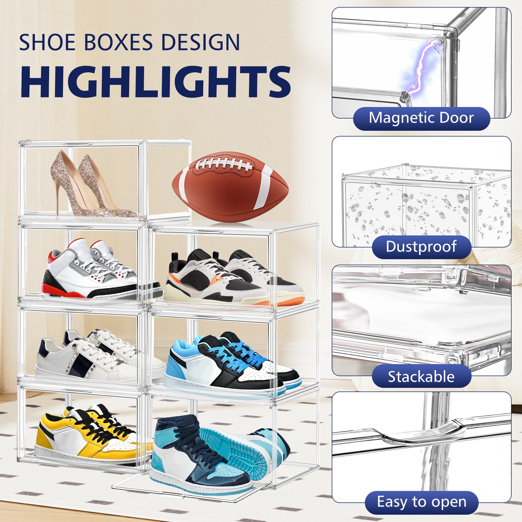 Stapelbare Acryl-Schuhbox mit Magnetklappe 3