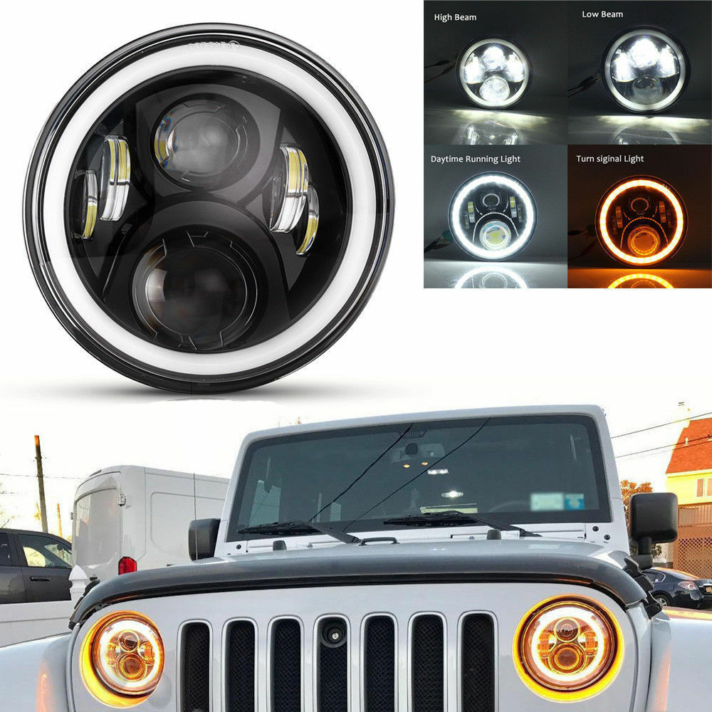 LED-Scheinwerfer mit Angel Eyes und Fern-/Nahlicht