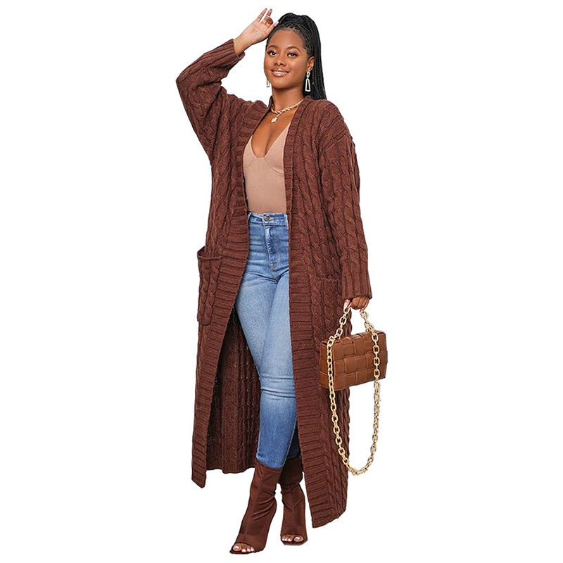 Langer Damen-Strickcardigan im Crochet-Stil 3