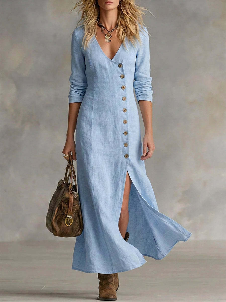 Fledermausärmel Leinenkleid 2