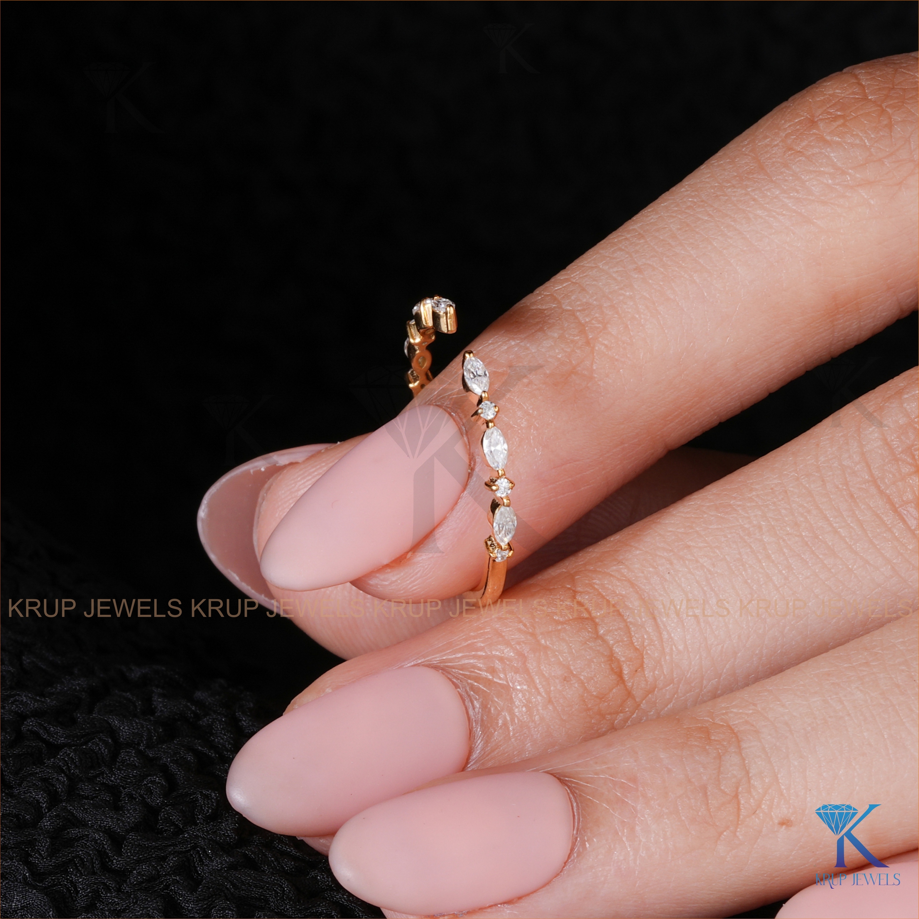 Offener Stapelring Labordiamant Massivgold 4