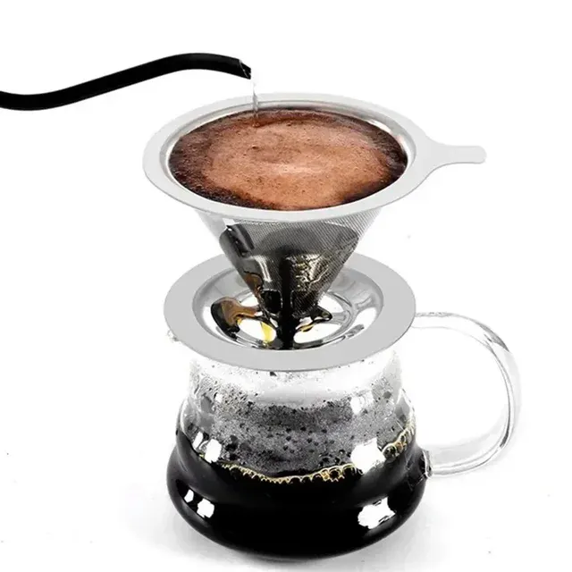 Doppelwandiges Edelstahl-Kaffeefiltersieb, wiederverwendbar 2