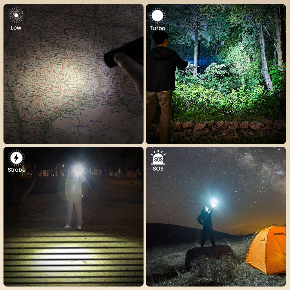 USB-C-Taschenlampe mit UV-Licht, 3300lm 3