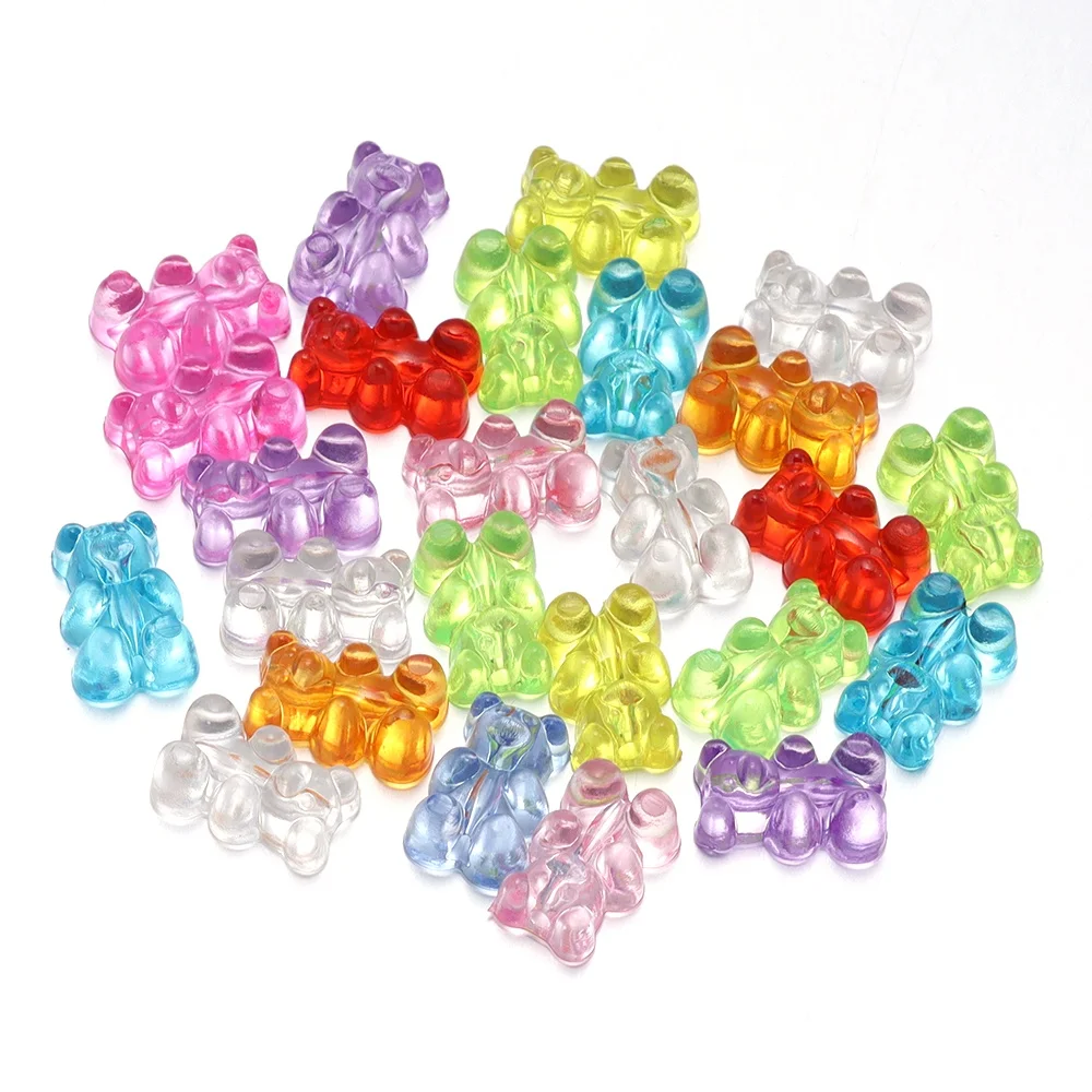 Bunte Acrylperlen mit Bärenmotiv 4