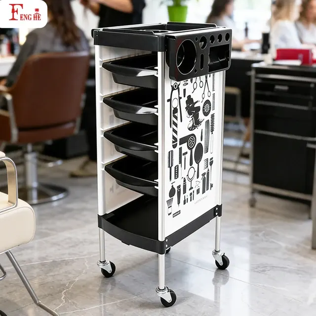 Mehrfarbiger Beauty-Rollwagen für Friseure 2