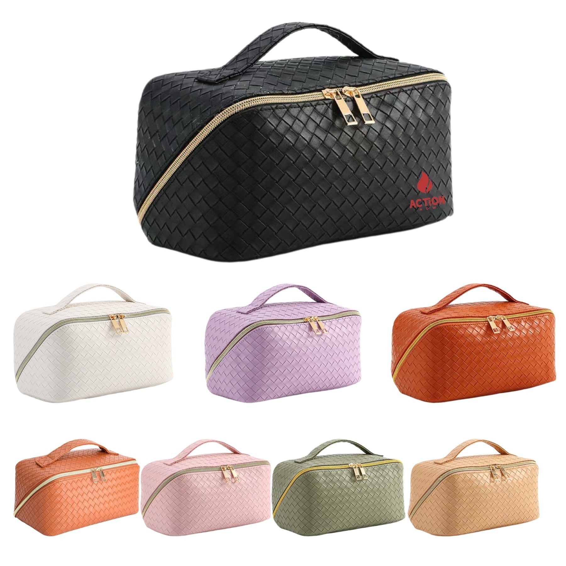 Schwarze Leder Kosmetiktasche für Damen 3
